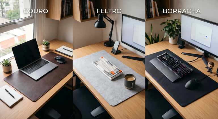 Desk Pad de Couro vs. Feltro vs. Borracha: Qual Escolher para o Seu Setup?